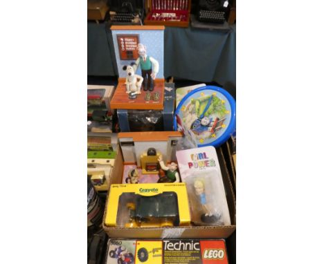 A Collection of Wallace and Gromit Toys, Thomas Tank Clock, Batman, Girl Power Figures Etc 