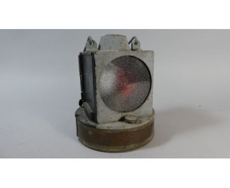 A Vintage Metal Cased Lamp, 21cm High 
