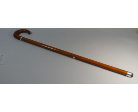 A Wooden Walking Stick with Screw Handle that Opens to Reveal Inner Umbrella 