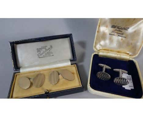 Two Pairs of Silver Gents Cufflinks, one Gold Plated 