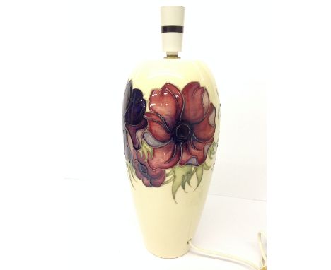 Anemone: A large Walter Moorcroft Pottery table lamp, circa 1960's with original shade (32cm lamp base).