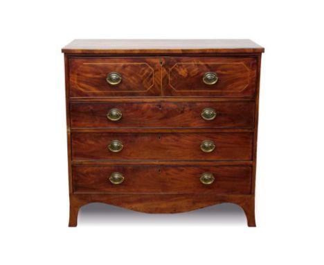 Regency mahogany secretaire chest of drawers, the secretaire drawer with fold-down front, fitted with shirt drawers and pigeo