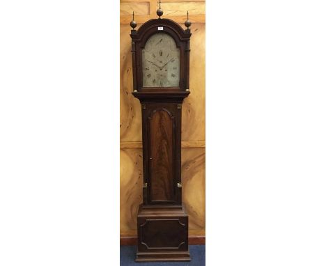 George III longcase by William Lindsey, London with arched silvered dial , strike / silent to arch, subsidiary seconds and da