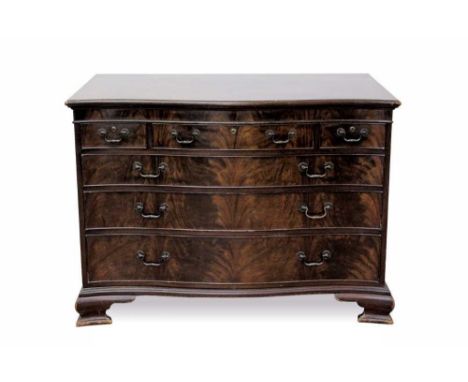 Late 19th / early 20th century Chippendake revival mahogany serpentine fronted chest, having three short over three long grad
