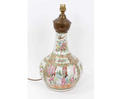 19th century Chinese canton porcelain vase, converted to a lamp, 41cm highProvenance: Estate of the Late Jane Sumner