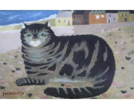 *Mary Fedden (1915-2012) signed limited edition print, 'Cat on a Cornish Beach', 1991, 403 / 500, published by Bow Art, unfra