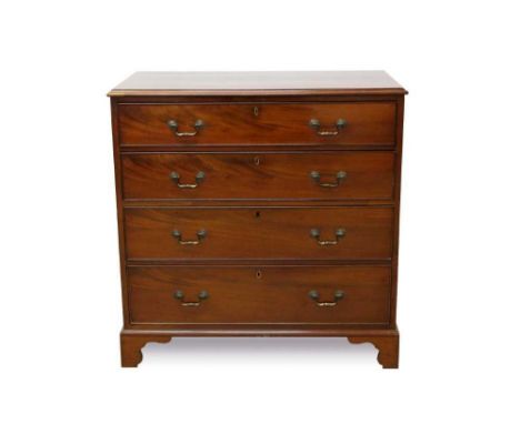 George III mahogany chest of drawers, with moulded top and four long graduated drawers on bracket feet, 101cm wide x 53cm dee