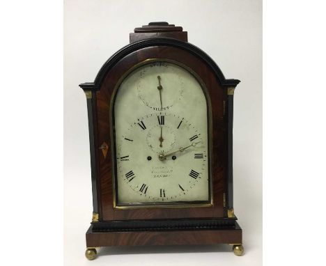 Fine George III bracket clock by Frodsham, Gracechurch Street, London with painted arched dial , subsidiary seconds and strik