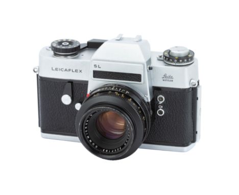 A Leica Leicaflex SL SLR Camera,1968, chrome, serial no. 1216937, with Leitz Summicron-R f/2 50mm lens, 1966, black, serial n