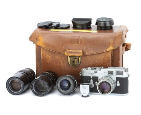 Wilhelm Rauh's Leica M3 SS Rangefinder Outfit,1957, chrome, serial no. 855337, with Leitz Summicron f/2 50mm lens, chrome, se