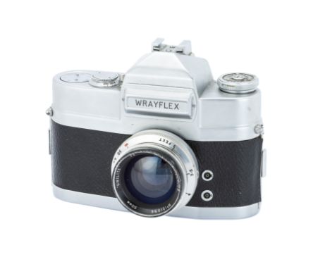 A Wray Wrayflex II Camera,1950-, chrome, serial no. 4003, with Wray Unilite f/2 50mm lens, chrome, serial no. 121096, body, G