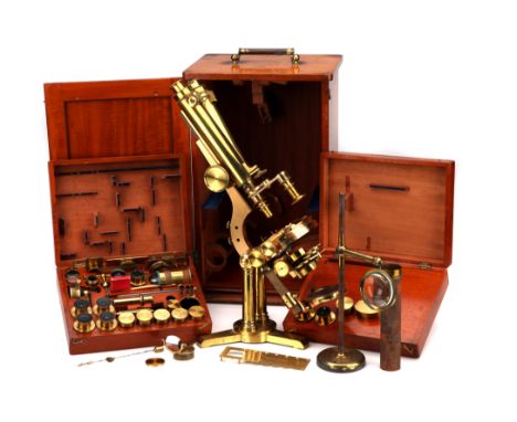 A Large Beck No.1 Binocular Microscope Outfit,English, dated from the Beck records 1861 bought by Major Ward, signed to the f