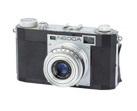 A Neoca I-S Rangefinder Camera,1955, black, serial no. 16893, with Neokor C. Anastigmat f/3.5 45mm lens, chrome, serial no. 1