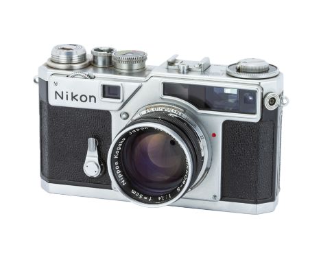 A Nikon SP Rangefinder Camera,1957-64, chrome, serial no. 6207460, with Nikon Nikkor-S f/1.4 50mm lens, black, serial no. 414