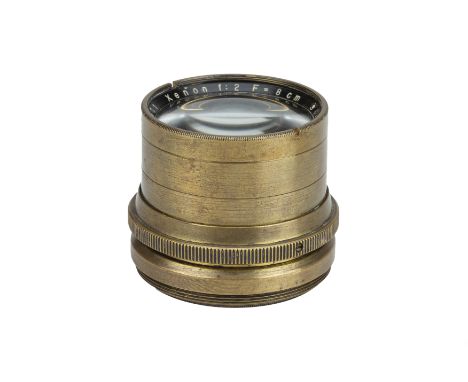 A Schneider Xenon f/2 80mm Lens,brass, serial no. 1311411, body, G-VG, elements, F-VG, light cleaning marks to front element 