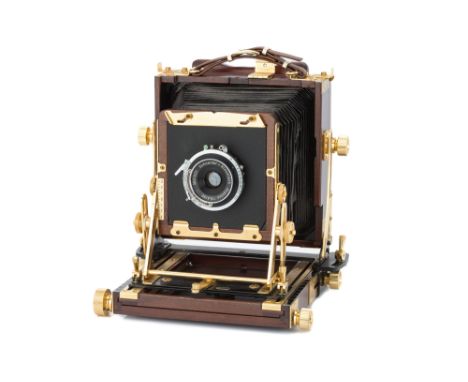 A Hope Tachihara 5x4" Mahogany Field Camera,with Schneider Angulon f/6.8 90mm lens, black, serial no. 3601023, body, VG, lens