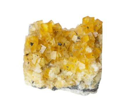 Yellow Fluorite Cubes on Matrix, With Provenance from Old Collection,Yellow Fluorite cubes on matrix, Wolsendorf, Germany, wi