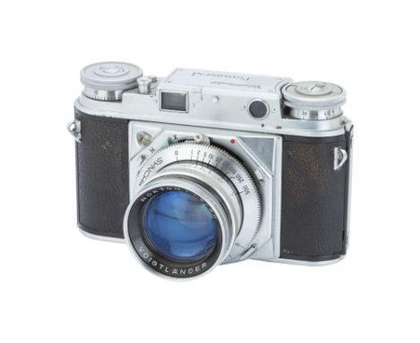 A Voigtlander Prominant Rangefinder Camera,1950-57, chrome, serial no. B8337, with Voigtlander Nokton f/1.5 50mm lens, chrome