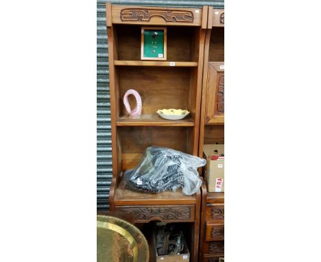VINTAGE AFRICAN CARVED SOLID PINE SLIM LINE UNIT
