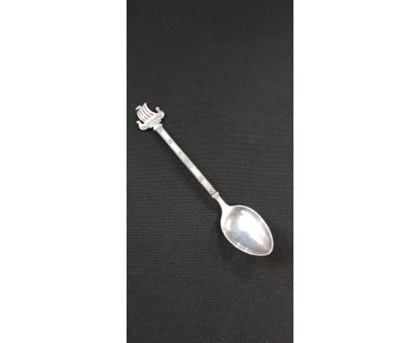 SILVER &amp; ENAMEL VIKING BOAT SPOON