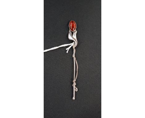 SILVER &amp; AMBER STICK PIN