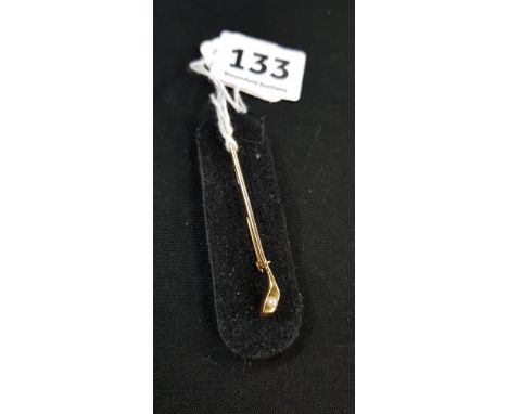 9CT GOLD AND PEARL GOLFING STICK PIN