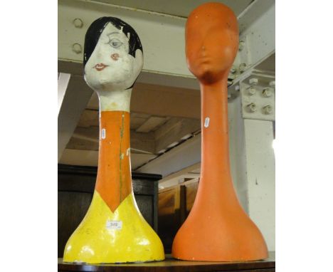 2 similar painted vintage busts