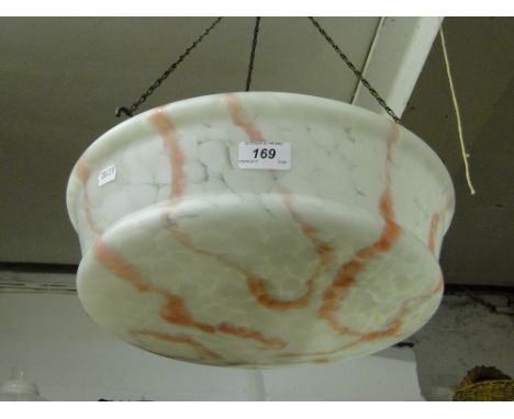 A Marbled glass Art Deco ceiling light bowl