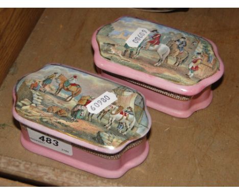 A pair of Victorian Prattware polychrome boxes.