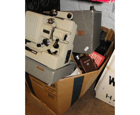 Cased Eumic projector, Bell & Howell 8mm camera & accessories