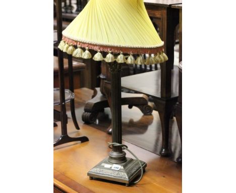 Brass Corinthian Column Table Lamp with Shade