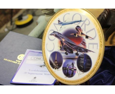 Royal Worcester Plate of Concorde and Stand with Certificate