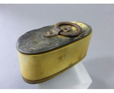 Vintage Horn Snuff Box with Ring Handle