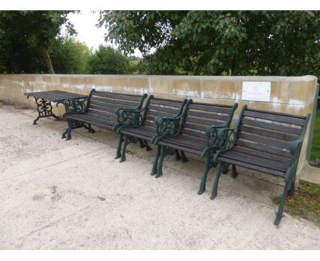 Garden Table, Three Chairs and a Bench