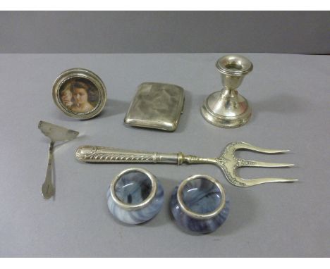 Collection of Silver Items including a Bread Fork (Birmingham 1901), Picture Frame, Candlestick, etc