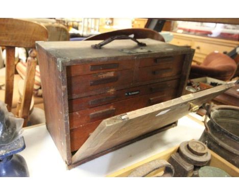 1930's / 40's Wooden Tool Cabinet with drawers full of old tools, screws, etc