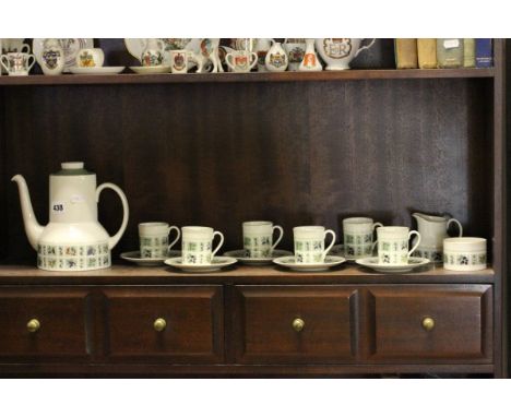 Royal Doulton 'Tapestry' Coffee Service comprising Coffee Pot, Cream, Sugar and Six Coffee Cans and Saucers