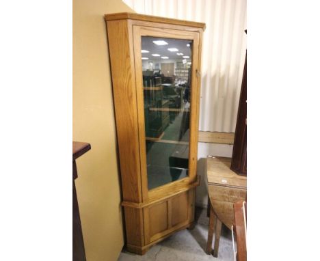 20th century Light Oak Corner Security Cabinet (possibly for Air Rifles)