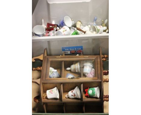Large Collection of Ceramic and Glass Bells including some in Two Wooden Glazed Display Cabinets plus another Wooden Display 