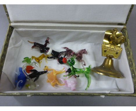 Quantity of Small Glass Animals and a Vintage Courage Name Holder