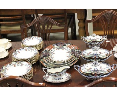 Early 20th century 'Royal Staffordshire' Part Dinner Service including Four Graduating Meat Plates, Gravy Boat and Stand, Two