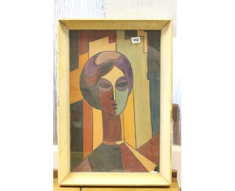 Mid 20th century Oil Painting Portrait in the Modernist School signed Hornyansky