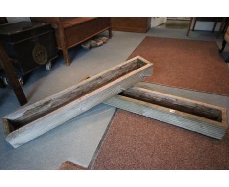 Pair of Long Wooden Garden Planters