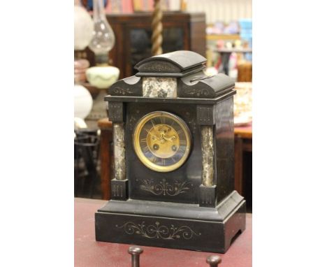 Victorian Slate and Marble Mantle Clock 