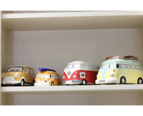 Four Ceramic Moneyboxes (Three VW Campervans and a Mini)