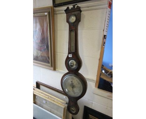 19th century Mahogany Banjo Barometer, P Pedrene, Bristol (a/f)