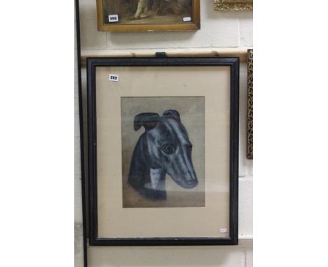 Framed Oil Painting Portrait of a Lurcher Dog
