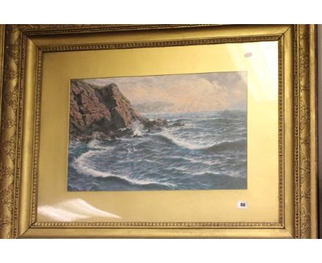 Print of Seascape contained in a Substantial Heavy Gilt Frame
