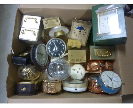 Seven Vintage Wind-up Alarm Clock and Thirteen Battery Carriage Clocks