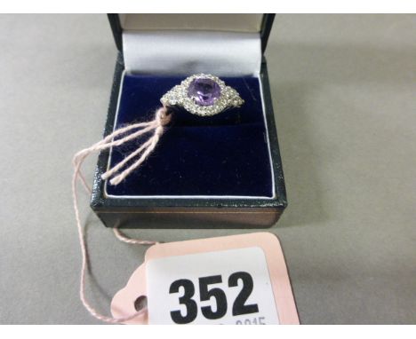 Silver CZ and Amethyst Ring